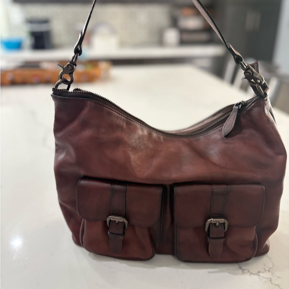 Chic Burgundy Leather Shoulder Bag